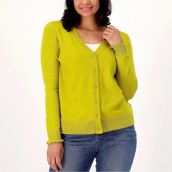 Candace Cameron Bure Sweaters - NEW Candace Cameron Bure V-Neck Cardigan Sweater Golden Olive Size XXS QVC